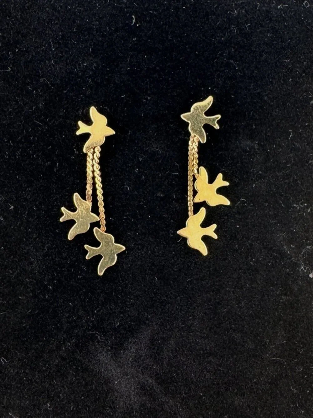 14 Karat Gold Birds of Peace Drop Post Earrings